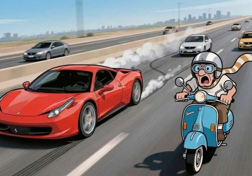 Ferrari old man moped joke