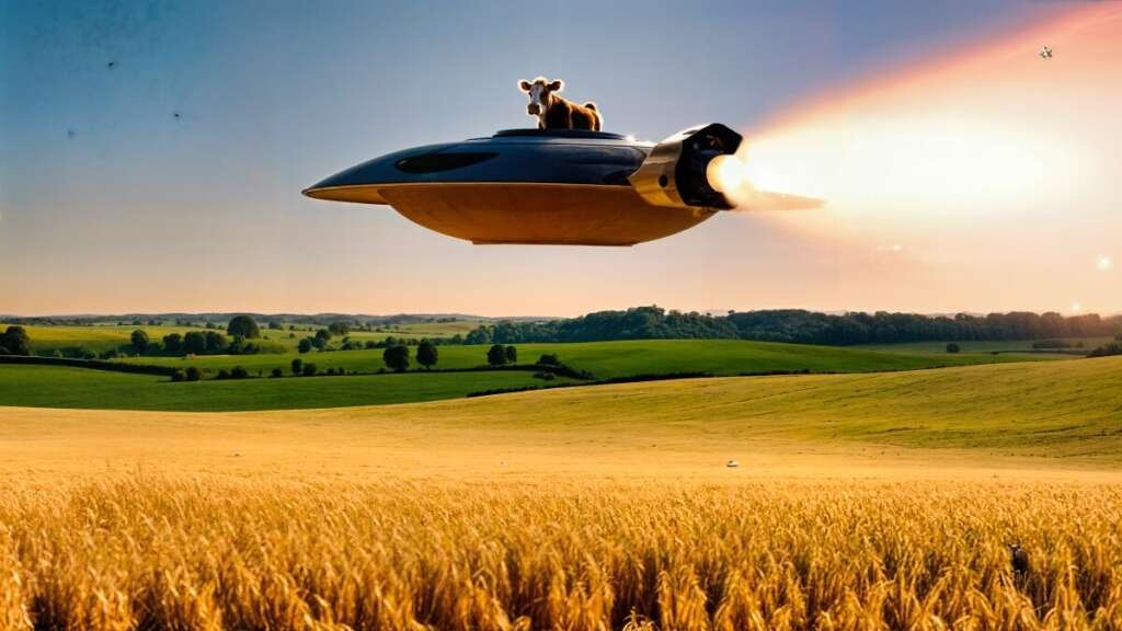 cow on a spaceship